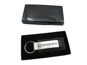 Honda Logo Metal & Black Leather Key Ring Key Chain Gerry Wood Honda Service NIB