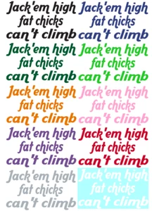 JACK 'EM HIGH FAT CHICKS CAN'T CLIMB ~ DECAL / STICKER - Picture 1 of 11