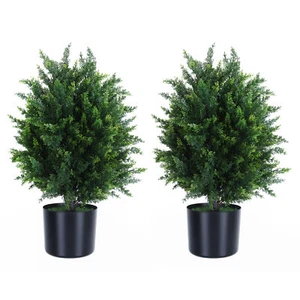 2Pcs Fake Shrubs, 21.6 Inches Simulated Cypress Bonsai,Cypress Ball Treed  - Picture 1 of 14