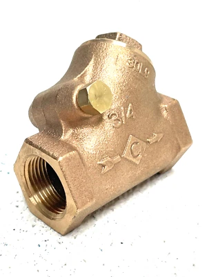 Bronze Swing Check Valve Y-Pattern 3/4" NPT Thread Ends 125-psi SWP, 200-psi WOG - Image 1 of 4