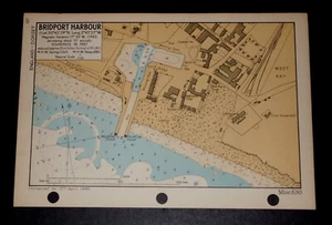 BRIDPORT HARBOUR, Dorset - rare vintage WW2 Naval Nautical Map 1943 topology - Picture 1 of 1