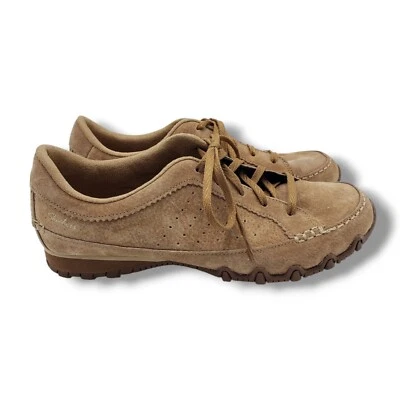 Skechers Calce Relajado Motociclistas Tenis Contenidos Mujer 9 Marrón Gamuza MANCHA Foto 1 de 4