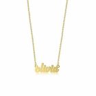 10K Yellow Gold Personalized Custom Cursive Name Pendant Rolo Chain Necklace Set