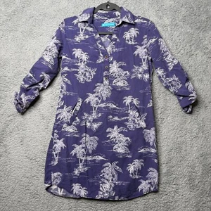 Tori Richard Hawaiian Dress Womens XS Purple Aloha 3/4 Sleeve - Picture 1 of 12