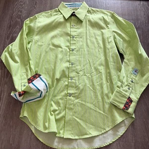 Robert Graham X Nadelstreifen Herren Button Down Hemd - Größe L Lindgrün - Bild 1 von 6