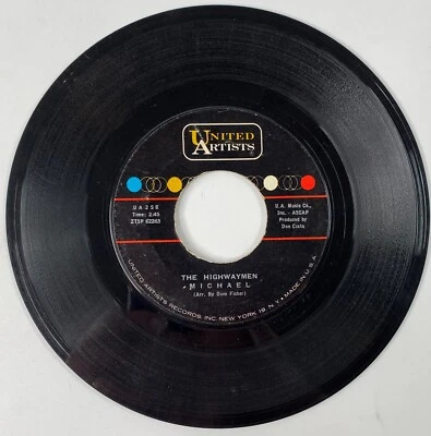 The Highwaymen Michael / Santiano Vinyl 45 (1961 United Artists UA 258) EX Cond Foto 1 de 3