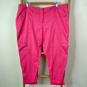 Sportscraft Pants Womens 18 Pink Straight Leg High Rise Waist Cuffed Hem Cargo - Picture 1 of 13