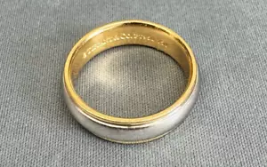 18K Yellow Gold and Platinum Tiffany & Co. Men's Wedding Band 6mm size 9 - Picture 1 of 11