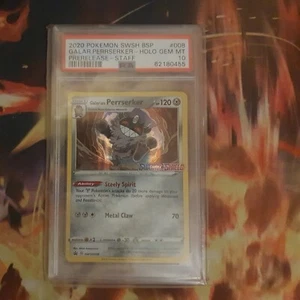 Pokemon PSA 10 MINT Galarian Perrserker SWSH008 Prerelease Promo STAFF LOW POP! - Picture 1 of 2