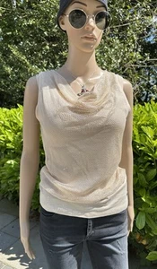 Airfield ~ Gold Mesh Top w Lining & Folded Neckline UK 8-10 - Picture 1 of 11