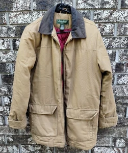 Vintage Eddie Bauer Barn Coat Khaki Size Med/Tall Canvas Chore Quilted Insulated - Picture 1 of 9