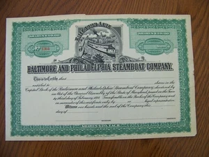 Baltimore and Philadelphia Steamboat Company Stock Ericsson Line - Picture 1 of 4