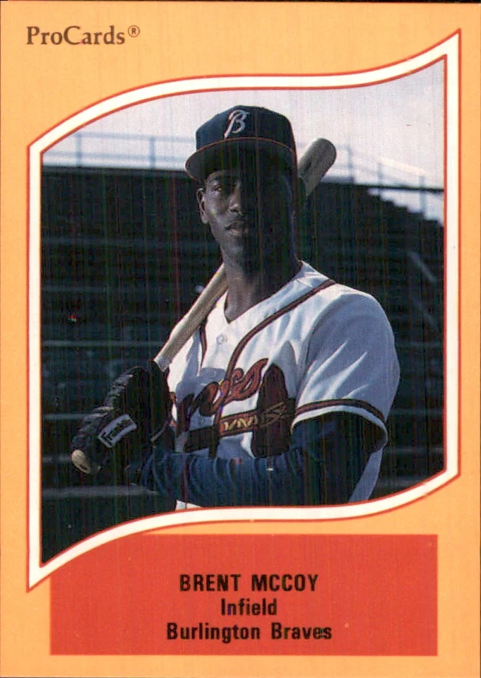 Brent McCoy 1990 ProCards A and AA #130 RC Burlington Braves AutographDen - Image 1 of 2
