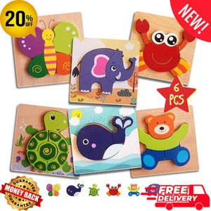 Wooden Puzzles for 1 2 3 Year Olds Baby Jigsaw - Kids Educational for Toddlers.. - Picture 1 of 4