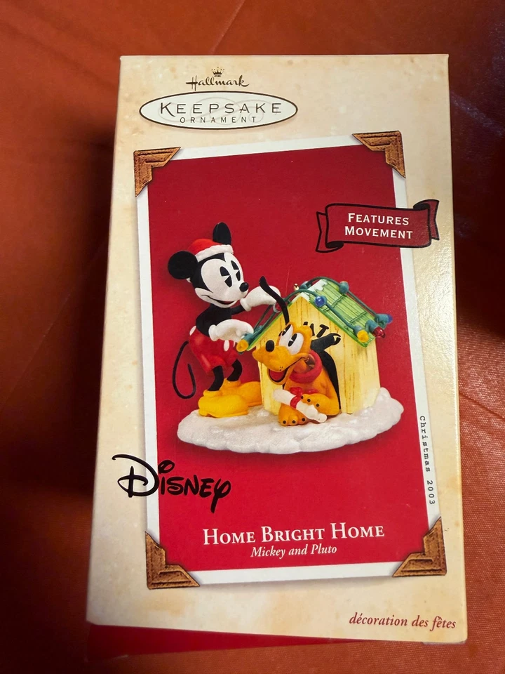 Ornamento Disney HALLMARK Mickey & Pluto "Home Bright Home" ** Lembrança Vintage** - Imagem 1 de 1