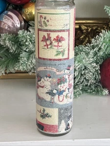 Vintage Stil Zucker Milchglas Stumpenkerze Nostalgie Weihnachten Schneemann - Bild 1 von 5