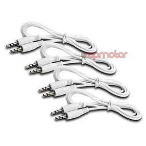 4X 5FT 3.5MM M/M JACK AUX STEREO CABLES CORD IPAD IPHONE IPOD MP3 CAR ZUNE WHITE - Zdjęcie 1 z 1