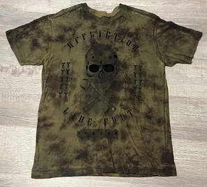 Affliction Motors Shirt Mens Extra Large Olive Green Live Fast Gothic Cross - Picture 1 of 5