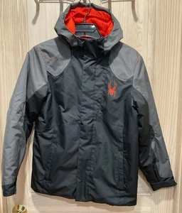 Spyder Boys Insulated Snow Winter Jacket Coat Puffer 14 Red Black Gray Pre-Owned - Picture 1 of 12