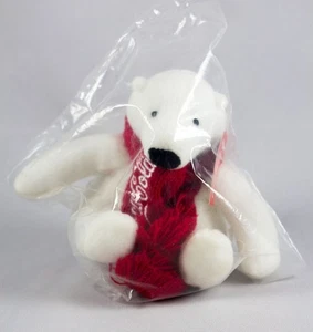 Plush Mini Coca-Cola Polar Bear 5" Red Scarf 2017 Christmas NWT - Picture 1 of 6
