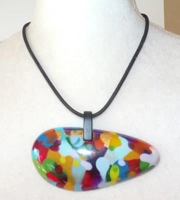 Colar Pingente Sobral Abstrato Kovalski Cinetica Multicolorido Feito por Artista - Imagem 1 de 4