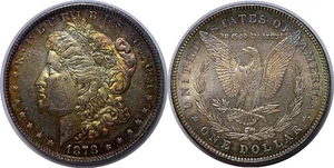 1878 7/8TF Strong $1 Morgan Silver Dollar Rainbow Toned AU - Picture 1 of 3