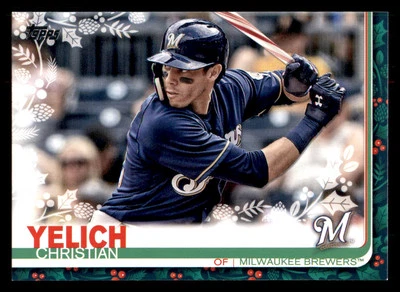 2019 Topps Holiday Christian Yelich SP Image Photo Variation Candy Cane #HW72 - Image 1 of 2