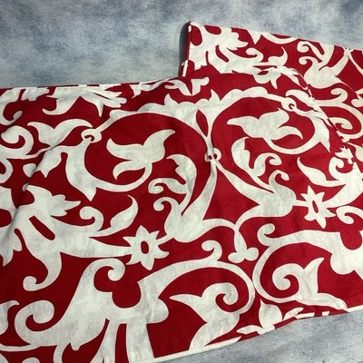 2 Almohadas Pottery Barn STD Falsas Rojo Blanco Desplazadas Floral Mezcla de Lino Foto 1 de 4