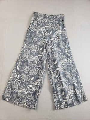 Pantalón Joie Mujer XS Azul Marino Estampado Floral Pierna Ancha Tobillo Cintura Elástica Pull On Foto 1 de 4