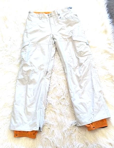 Burton Snowboard Pants Womens Large Beige Cargo Pockets Insulated - Picture 1 of 13