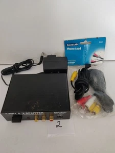 SHINYBOW 4 WAY A/V SPLITTER DISTRIBUTION ~ MODEL SB-3714 And Cables - Picture 1 of 5