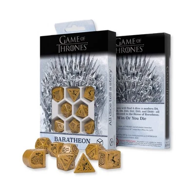 Game Of Thrones Baratheon 8-Die Poliédrica Dado Set De Q-WORKSHOP,Yellow / Negro - Imagen 1 de 4