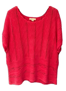 Cabin Creek Womens Pink Short Sleeve Open Knit Sweater Size 1X - Picture 1 of 3