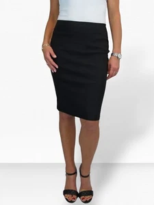 Falda lápiz ceñida al cuerpo de 22" para mujer elástica hasta la rodilla negra 6-20 - Imagen 1 de 7