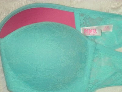 Sujetador bandeau de encaje verde espuma de mar grande rosa Victoria's Secret Foto 1 de 3