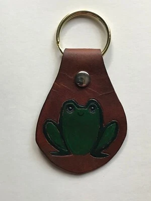 Leather key chain, Frog, medium brown - Image 1 of 3