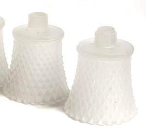 Pair Votive Cups Handblown Glass Homco Frosted Glass Diamond Point Peg End - Picture 1 of 4