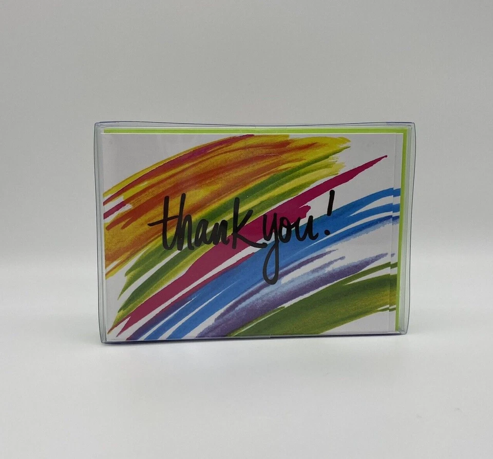 Thank You Cards USA Recycled Paper Set of 10 blank interior rainbow - JuLu brand - Image 1 of 4
