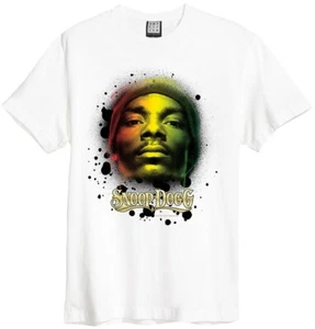T-shirt amplificata SNOOP DOGG "RASTA PRINT" bianca nuova Jamaike Reggea - Foto 1 di 1