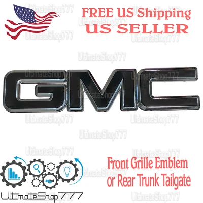 GMC BLACK-SILVER Front Grille Emblem for 1999-2007 GMC Sierra 1500 2500 - Image 1 of 3