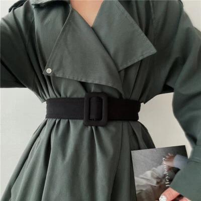 Cinturón Cintura Ancha Faja Cintura Hebilla para Vestido Gabardina Retro Negro Foto 1 de 4