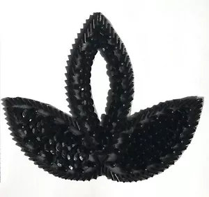 2 pcs Triple Leaf Large Floral Beaded Sequined Sew-On Applique Craft Patch VTG - Picture 1 of 24