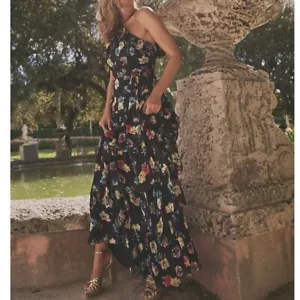 LAUREN RALPH LAUREN Floral Halter Neck Sleeveless Ruffle Trim Gown NWT SIZE $295 - Picture 1 of 8