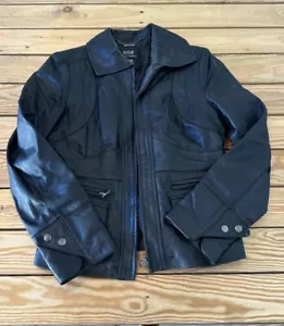 A New approach Women’s Lamb skin Zip Jacket Size M Black P9 - Picture 1 of 8
