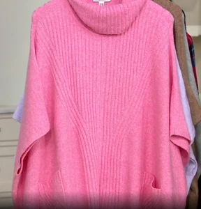 Isaac Mizrahi Live! - Cowl Neck Sweater Poncho - Heather Begonia - Picture 1 of 5
