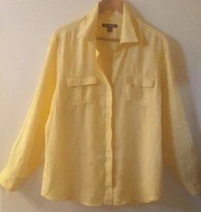 Blusa de lino para mujer Tommy Bahama amarillo con botones manga larga XL/TG - Imagen 1 de 14