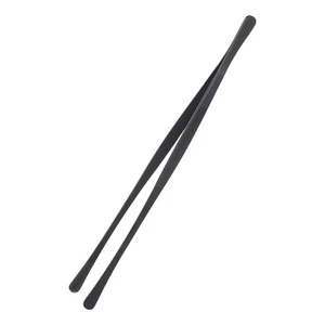 Kitchen Tweezers Stainless Steel 12 Inch Food Tongs Black Round Straight Clip - Picture 1 of 6