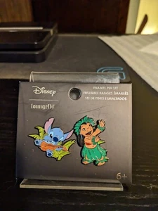Loungefly Disney Lilo & Stitch Duo Luau Hula & Ukulele Enamel 2 Pin Set - NEW - Picture 1 of 2