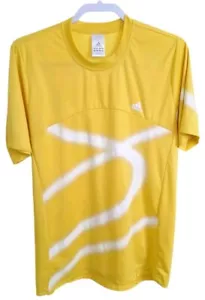 Adidas Mens M Athletic Shirt Yellow Breathable Sports T-Shirt Soccer Tennis  - Picture 1 of 7