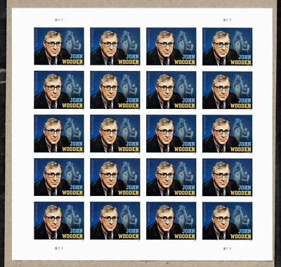 JOHN WOODEN UCLA COACH WIZARD OF WESTWOOD 5833 XF US FOREVER 20 STAMPS NIP SHEET - Image 1 of 3